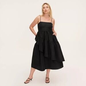 New! Kate Spade x Target Small‎ Tiered Ruffle Midi Tank Top Dress Size S, Black